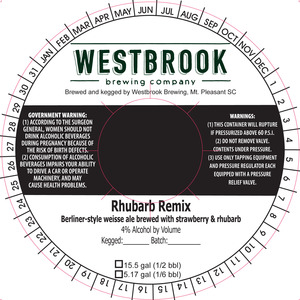 Westbrook Brewing Company Rhubarb Remix March 2017