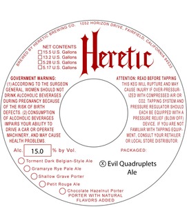 Heretic Brewing Company Evil Quadruplets March 2017