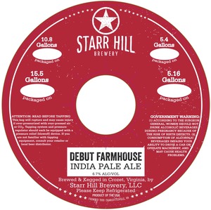 Starr Hill Debut Farmhouse India Pale Ale March 2017