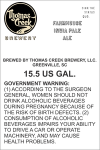 Thomas Creek Brewery Farmhouse India Pale Ale