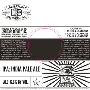 Lakefront Brewery India Pale March 2017