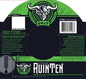 Stone Ruinten Triple Ipa Double Dry-hopped W/centennial And Citra March 2017