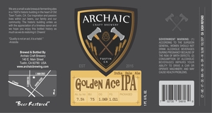 Archaic Craft Brewery Golden Ace IPA