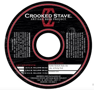 Crooked Stave Artisan Beer Project Keller Kolsch-style