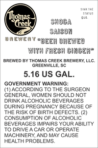 Thomas Creek Brewery Shoga Saison March 2017