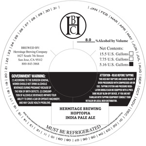 Hermitage Brewing Hoptopia IPA March 2017