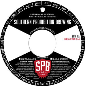 Southern Prohibition Brewing 2017 IPA