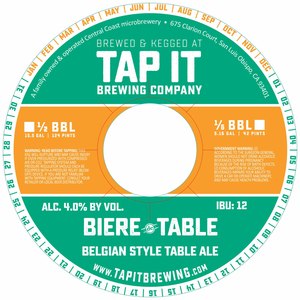 Tap It Brewing Company Biere De Table