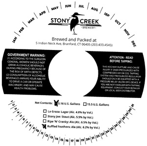 Stony Creek Brewery Ruffled Feathers Ale March 2017