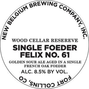 New Belgium Brewing Company, Inc. Single Foeder Felix No. 61 March 2017