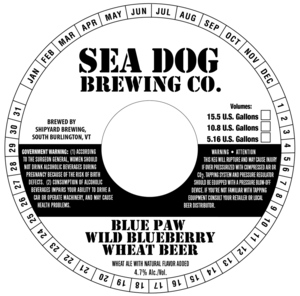 Sea Dog Brewing Co. Blue Paw Wild Blueberry Wheat Beer March 2017