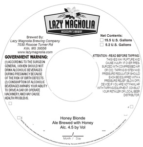 Lazy Magnolia Brewing Company Honey Blonde March 2017