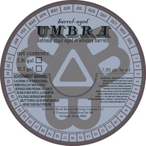 Barrel-aged Umbra Oatmeal Stout Aged In Whiskey Barrels March 2017