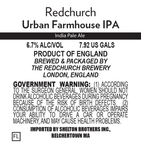 Redchurch Urban Farmhouse IPA March 2017