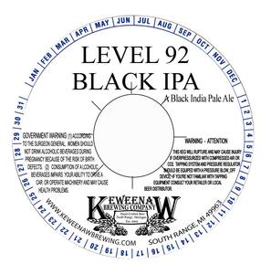Keweenaw Brewing Company, LLC Llevel 92 Black IPA