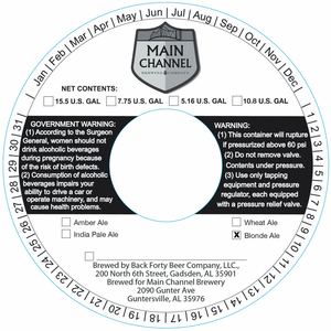 Main Channel Blonde Ale March 2017