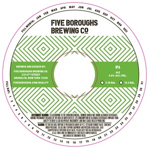 Five Boroughs Brewing Co. IPA March 2017