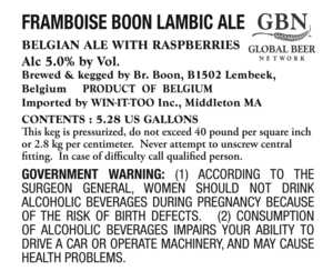 Framboise Boon Lambic Ale April 2017