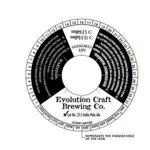Evolution Craft Brewing Company Lot No. 215 India Pale Ale