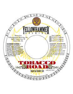 Yellowhammer Brewing Tobacco Road Imperial Amber April 2017