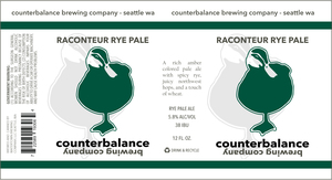 Counterbalance Brewing Company Raconteur Rye Pale April 2017