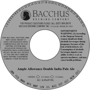 Bacchus Ample Allowance Double India Pale Ale April 2017