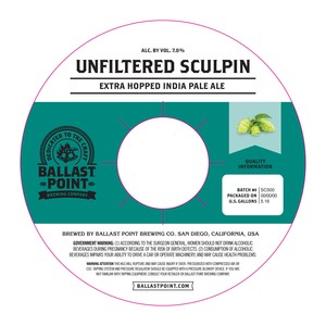 Ballast Point Unfiltered Sculpin April 2017