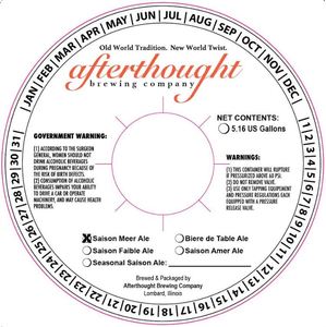 Afterthought Brewing Company LLC Saison Meer Ale