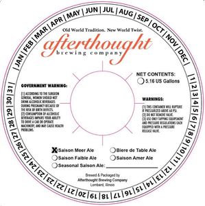 Afterthought Brewing Company LLC Saison Meer Ale April 2017