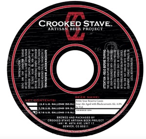 Crooked Stave Artisan Beer Project Petite Sour Reserva Cassis April 2017
