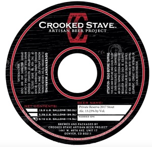 Crooked Stave Artisan Beer Project Private Reserva 2017 Stout