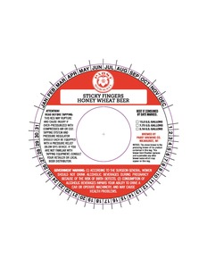 Sticky Fingers Honey Wheat Beer Sticky Fingers Honey Wheat April 2017