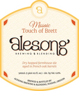 Mosaic Touch Of Brett Dry Hopped Farmhouse Ale Aged In French April 2017