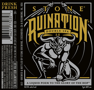 Stone Ruination Double Ipa 2.0 April 2017