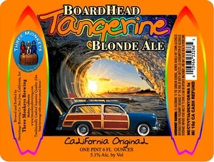 Three Monkeys Boardhead Tangerine Blonde Ale May 2017