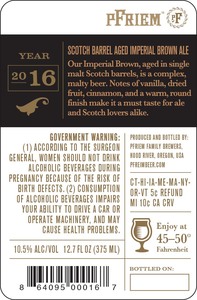 Pfriem Family Brewers Scotch Barrel Aged Imperial Brown Ale