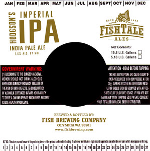 Fish Tale Ales Hodsgon's Imperial IPA April 2017