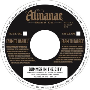 Almanac Beer Co. Summer In The City April 2017