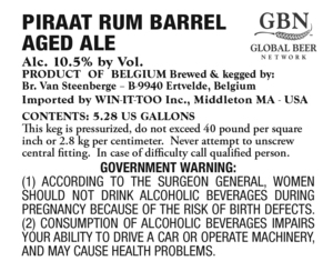 Piraat Rum Barrel Aged Ale April 2017