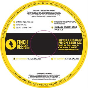 Finch Beer Co. Sungasm Belgian Style Pale Ale May 2017