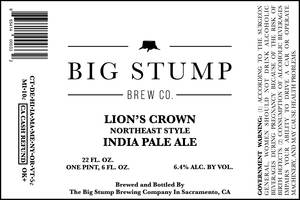 Big Stump Brewing Company Lion's Crown Northeast Style India Pale
