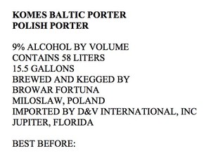 Komes Baltic Porter April 2017