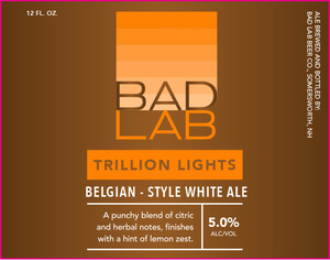 Bad Lab Beer Co. Belgian-style Witbier May 2017