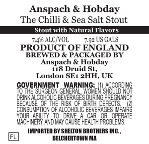 Anspach & Hobday The Chilli & Sea Salt Stout May 2017