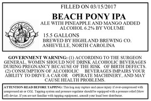 Highland Brewing Co. Beach Pony IPA