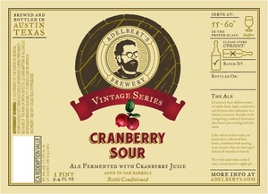 Adelbert's Brewery Cranberry Sour May 2017