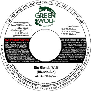 Green Wolf Brewing Co. Big Blonde Wolf