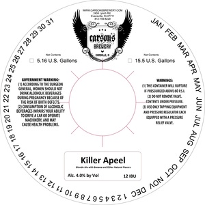 Carson's Brewery Killer Apeel May 2017