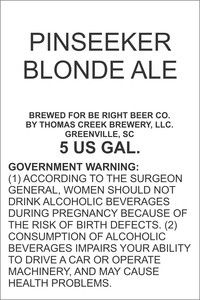 Be Right Beer Co. Pinseeker Blonde Ale May 2017