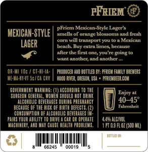 Pfriem Family Brewers Mexican Style Lager